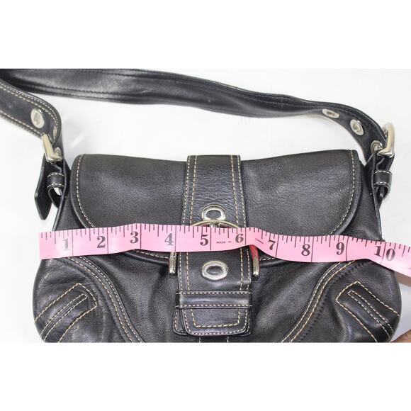 Coach F10188 Vintage Small Soho Black Leather Shoulder Flap Buckle Purse Bag - Picture 9 of 9
